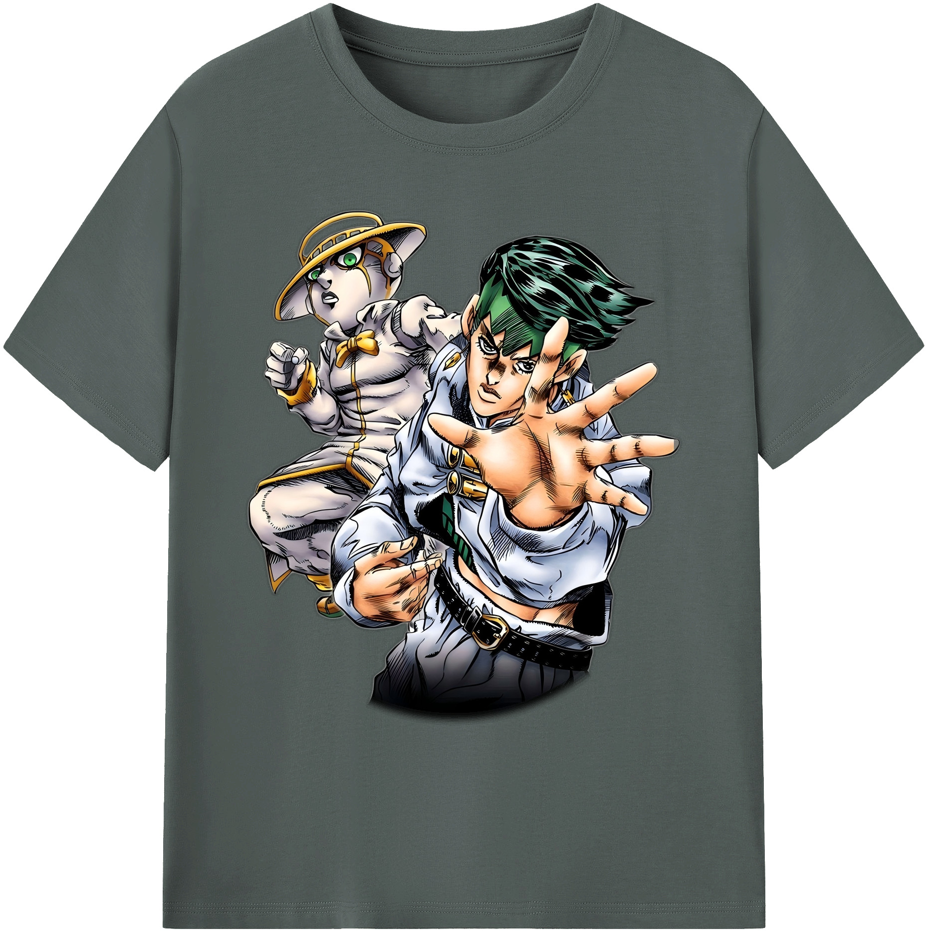 （画像用） ジョジョの奇妙な冒険 岸辺 露伴（きしべ ろはん） JoJo's Bizarre Adventure Rohan Kishibe 綿100％ メンズ半袖Tシャツ｜肌触りやわらか＆通気性